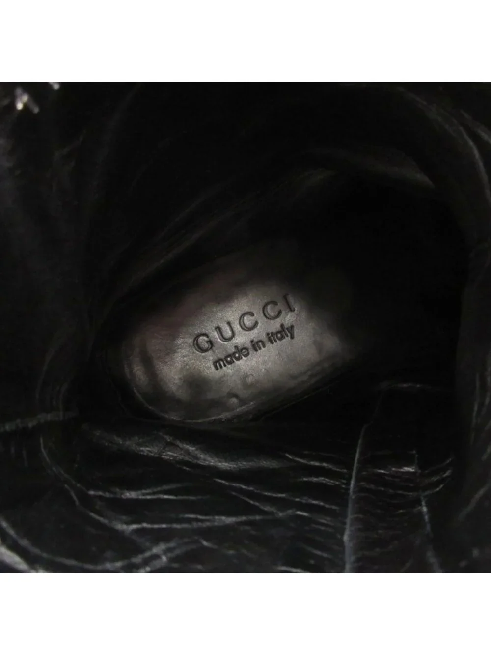 Gucci Short Boots GG Side Zip Leather 41.5 Black